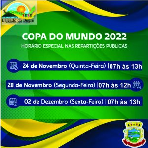 Repartições públicas terão horário especial de funcionamento em dias de  jogos da Seleção Brasileira - Prefeitura Municipal de Bonito - MS